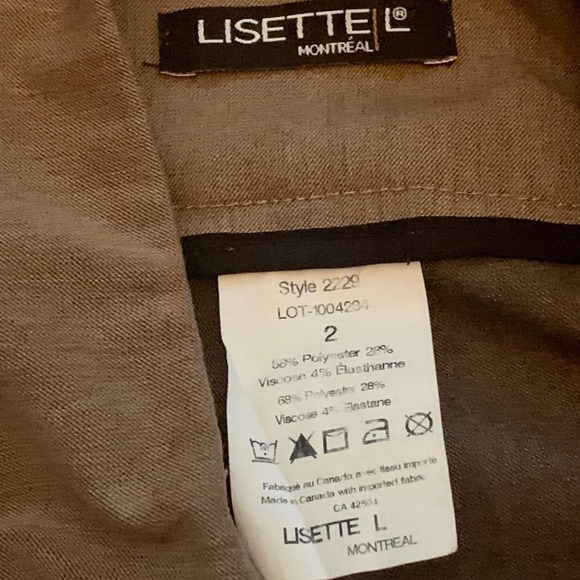 Womens Solid Magical Lycra True Straight Pants by Lisette L Montreal SIZE 2 - Picture 5 of 5